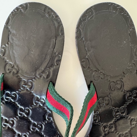 Gucci Interlocking GG Thong Sandals EU 39 US 9’Black Monogram Flat Flip Flop - Picture 3 of 8